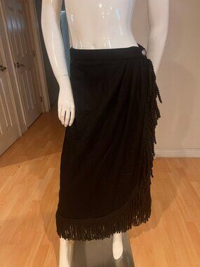 VINTAGE COLDWATER CANYON WRAP SKIRT MIDI TASSEL RODEO COUNTRY SZ LARGE L BOHO